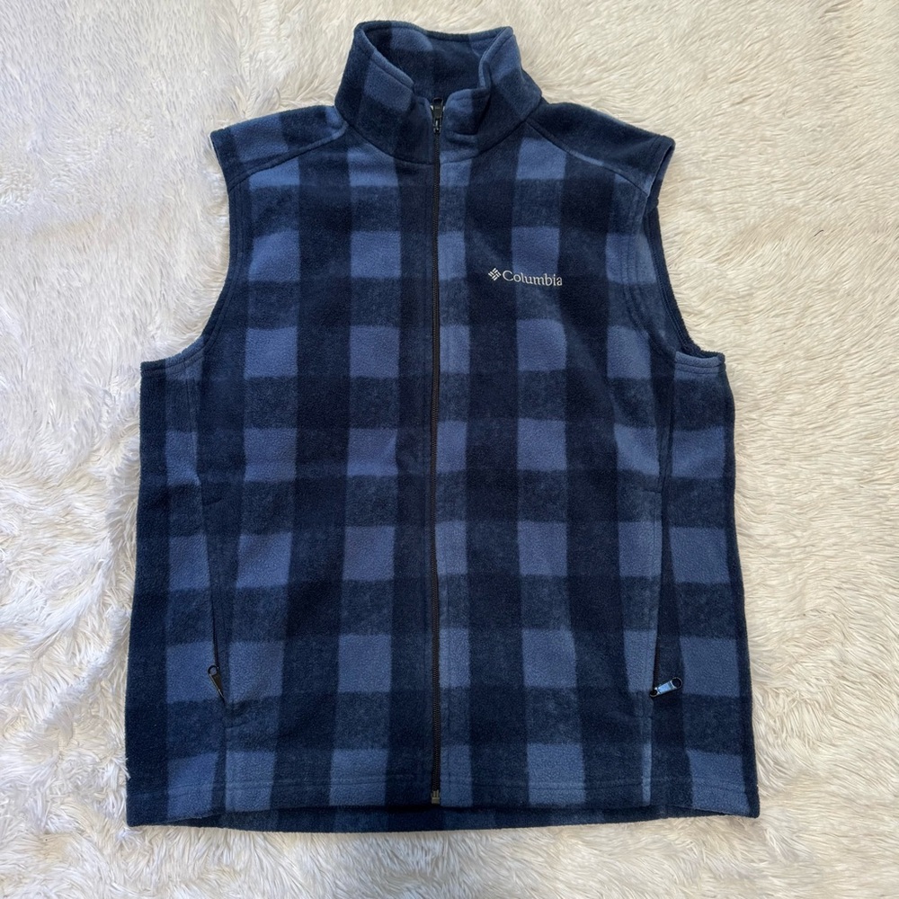 Columbia Men's Blue Checkered Vest Size Medium